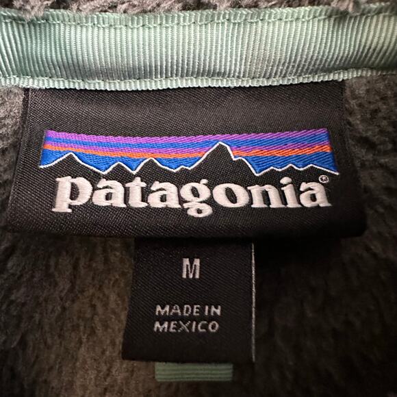 Patagonia Fleece T-Snap Gray Teal Pullover Sweater Size Medium Polartec Winter - Picture 6 of 8